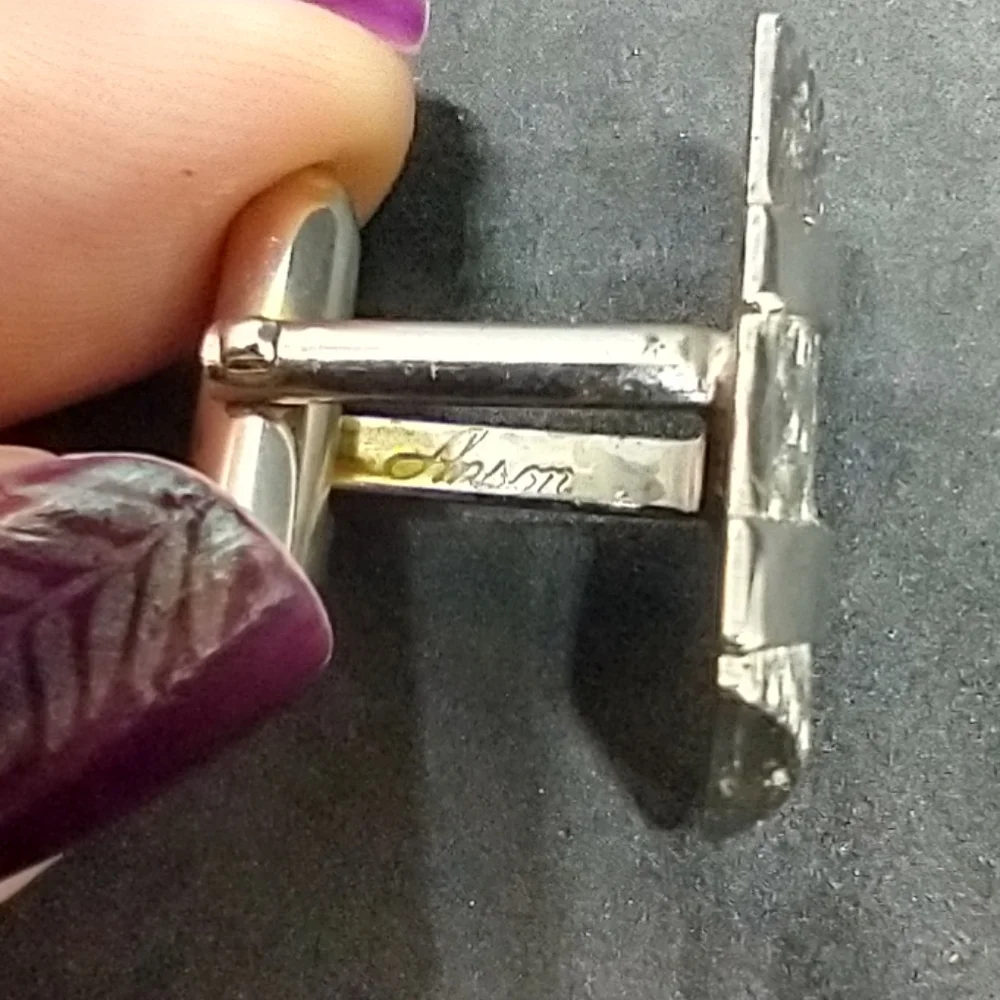 Anson Cufflinks silvertone vintage silvertoned